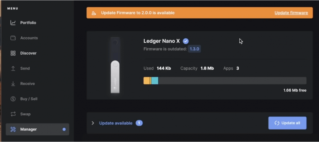 ledger nano x manager