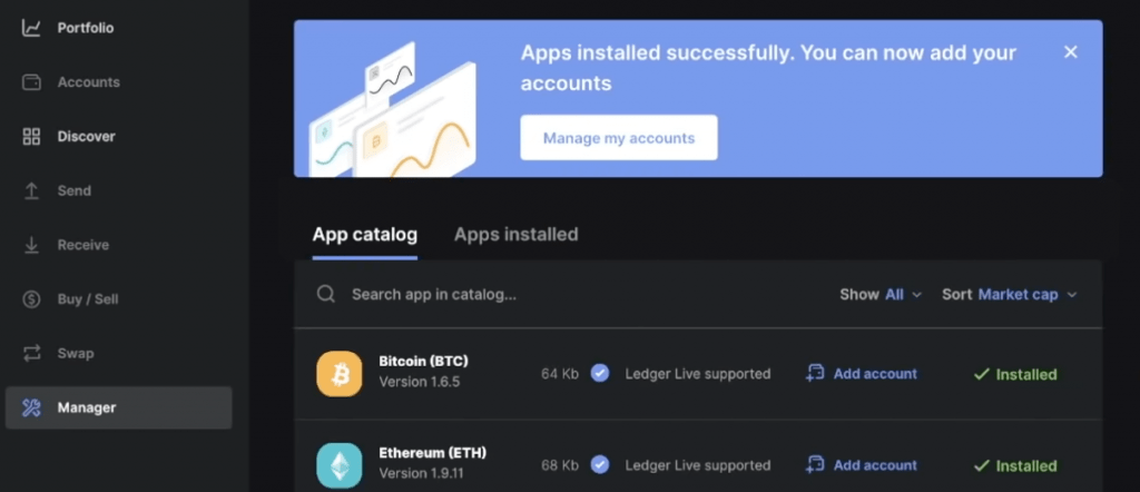 ledger add account