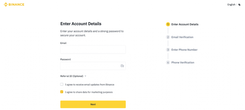 binance register