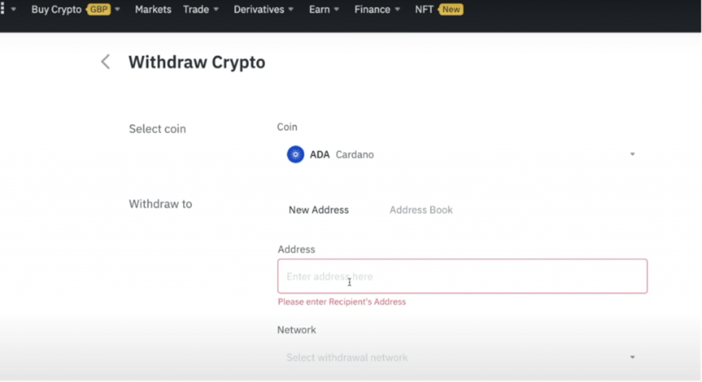 binance withdraw crypto