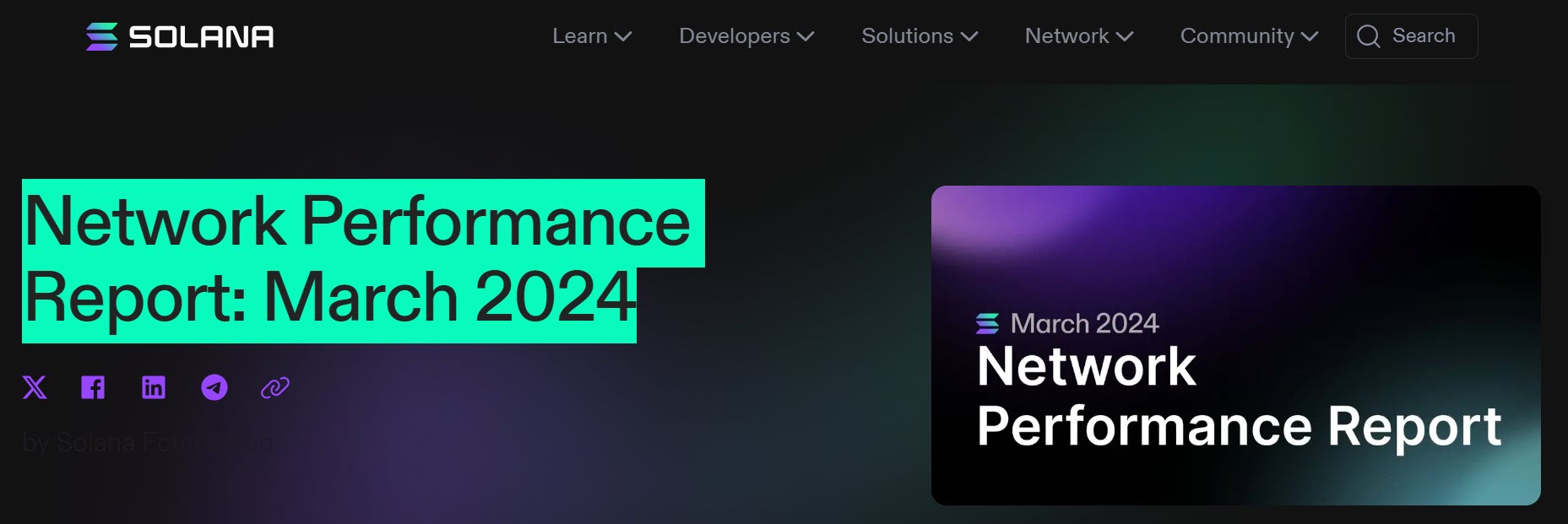 Network performance report solana