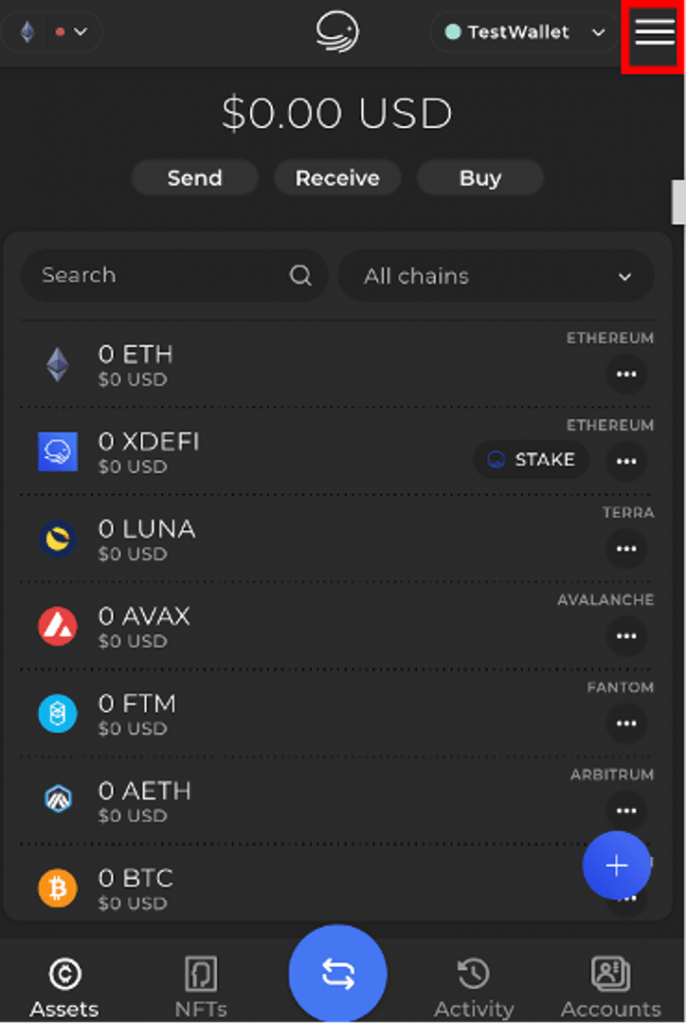xdefi wallet settings