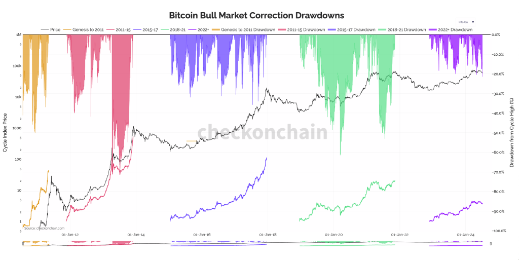 Bitcoin bull market correction drawdowns
