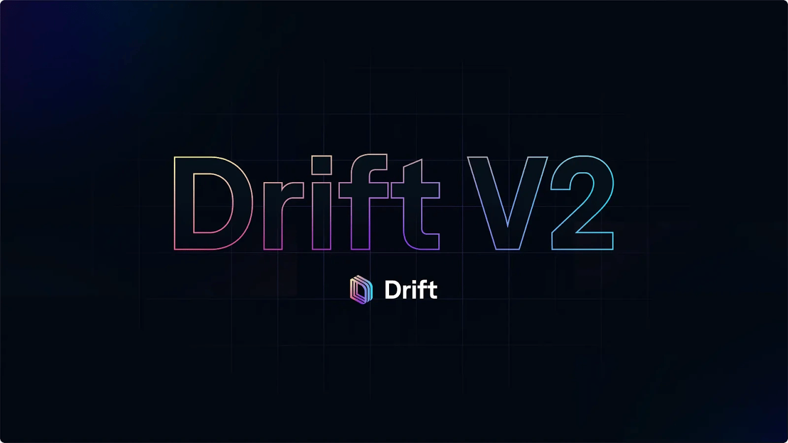 2. Drift V2 logo with gradient text, symbolizing the updated decentralized finance platform features and advanced trading options.