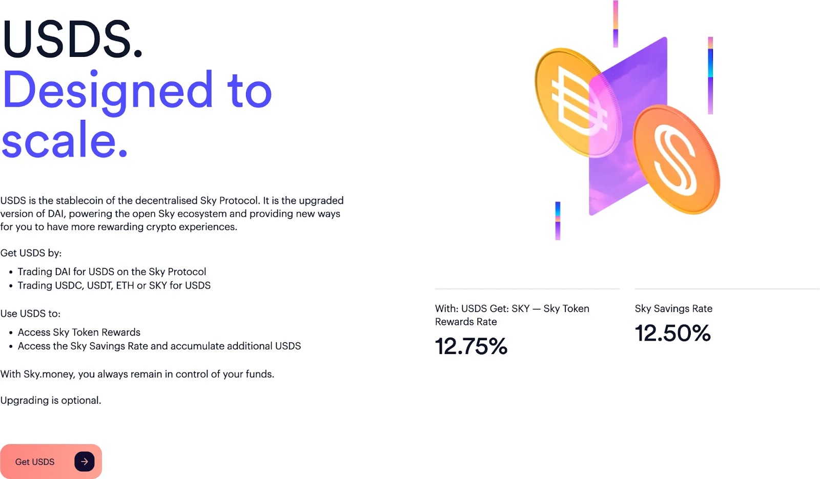 5. Details about the Sky Protocol offering 12.5 savings rate on USDS stablecoins, an upgraded decentralized finance ecosystem.